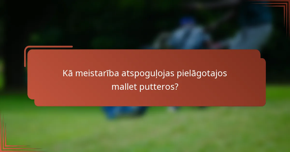 Kā meistarība atspoguļojas pielāgotajos mallet putteros?