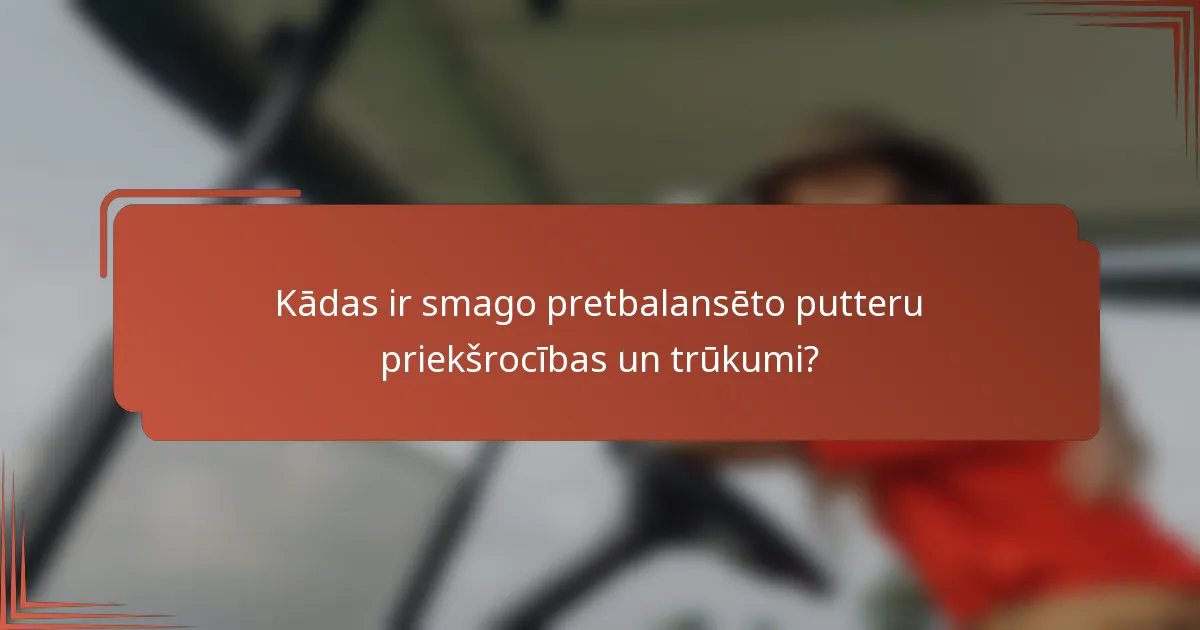 Kādas ir smago pretbalansēto putteru priekšrocības un trūkumi?