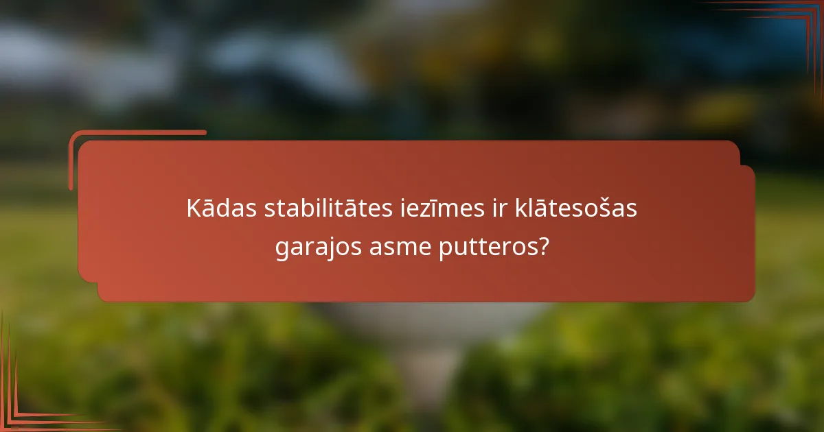 Kādas stabilitātes iezīmes ir klātesošas garajos asme putteros?