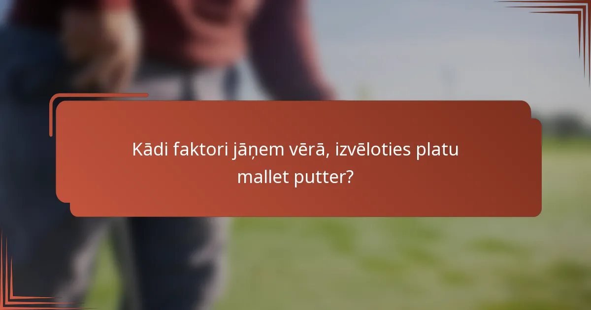Kādi faktori jāņem vērā, izvēloties platu mallet putter?