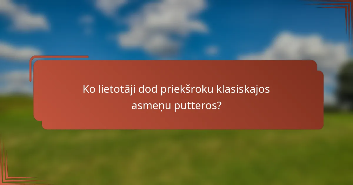 Ko lietotāji dod priekšroku klasiskajos asmeņu putteros?