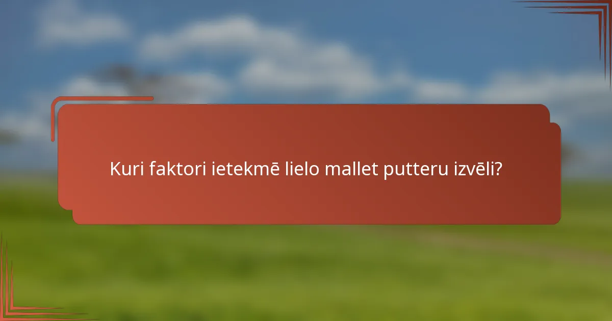 Kuri faktori ietekmē lielo mallet putteru izvēli?