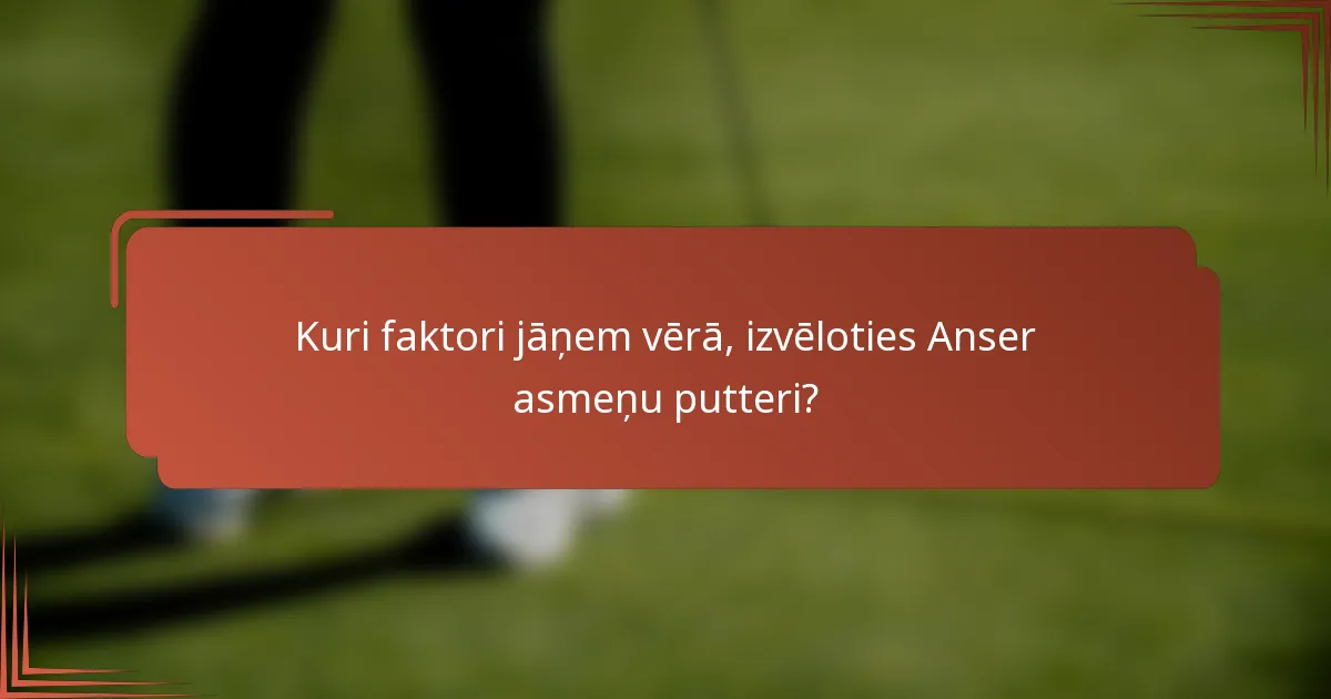Kuri faktori jāņem vērā, izvēloties Anser asmeņu putteri?