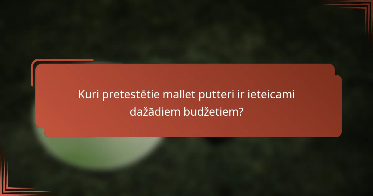 Kuri pretestētie mallet putteri ir ieteicami dažādiem budžetiem?