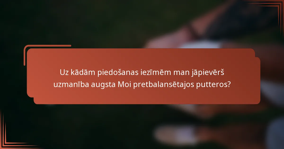 Uz kādām piedošanas iezīmēm man jāpievērš uzmanība augsta Moi pretbalansētajos putteros?